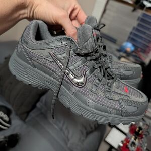 Nike p6000 Gray Sneakers with Red And Silver Accents